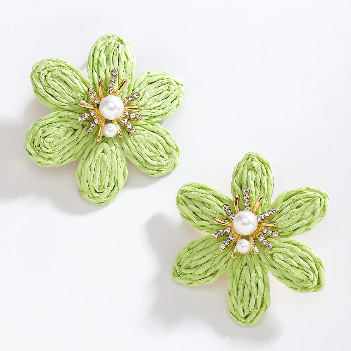 1 Pair Simple Style Flower Flowers Raffia Ear Studs