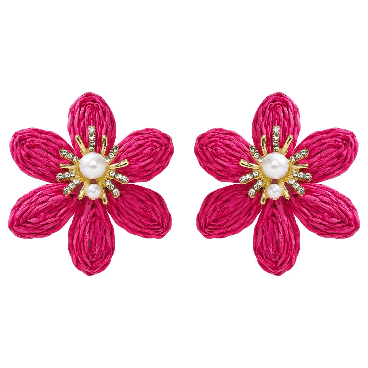 1 Pair Simple Style Flower Flowers Raffia Ear Studs