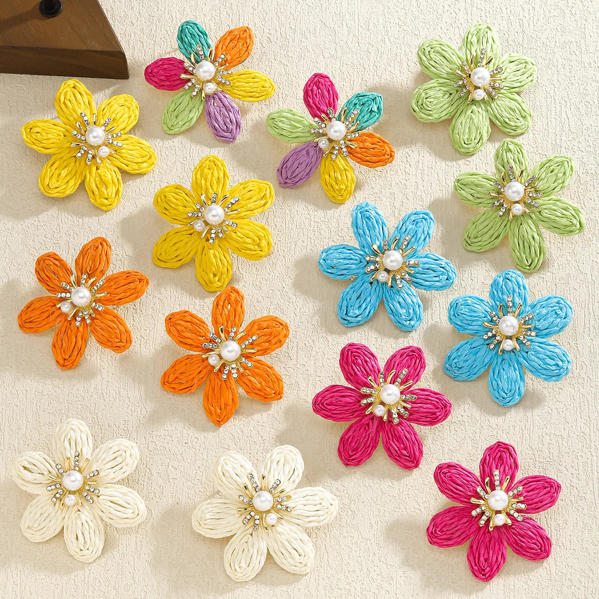 1 Pair Simple Style Flower Flowers Raffia Ear Studs