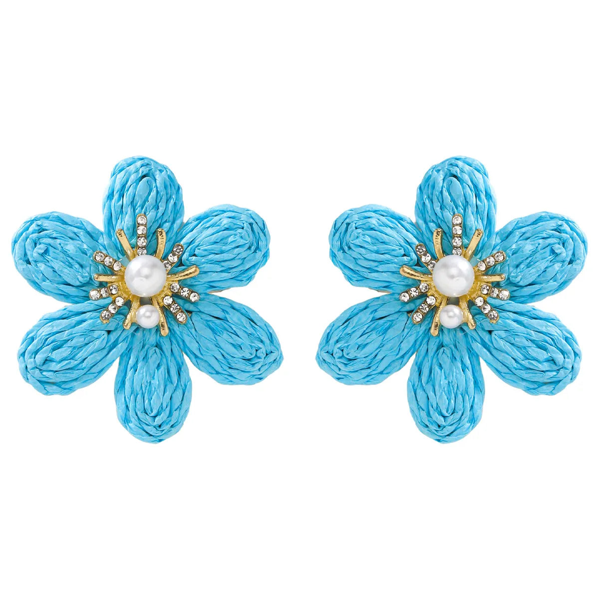 1 Pair Simple Style Flower Flowers Raffia Ear Studs