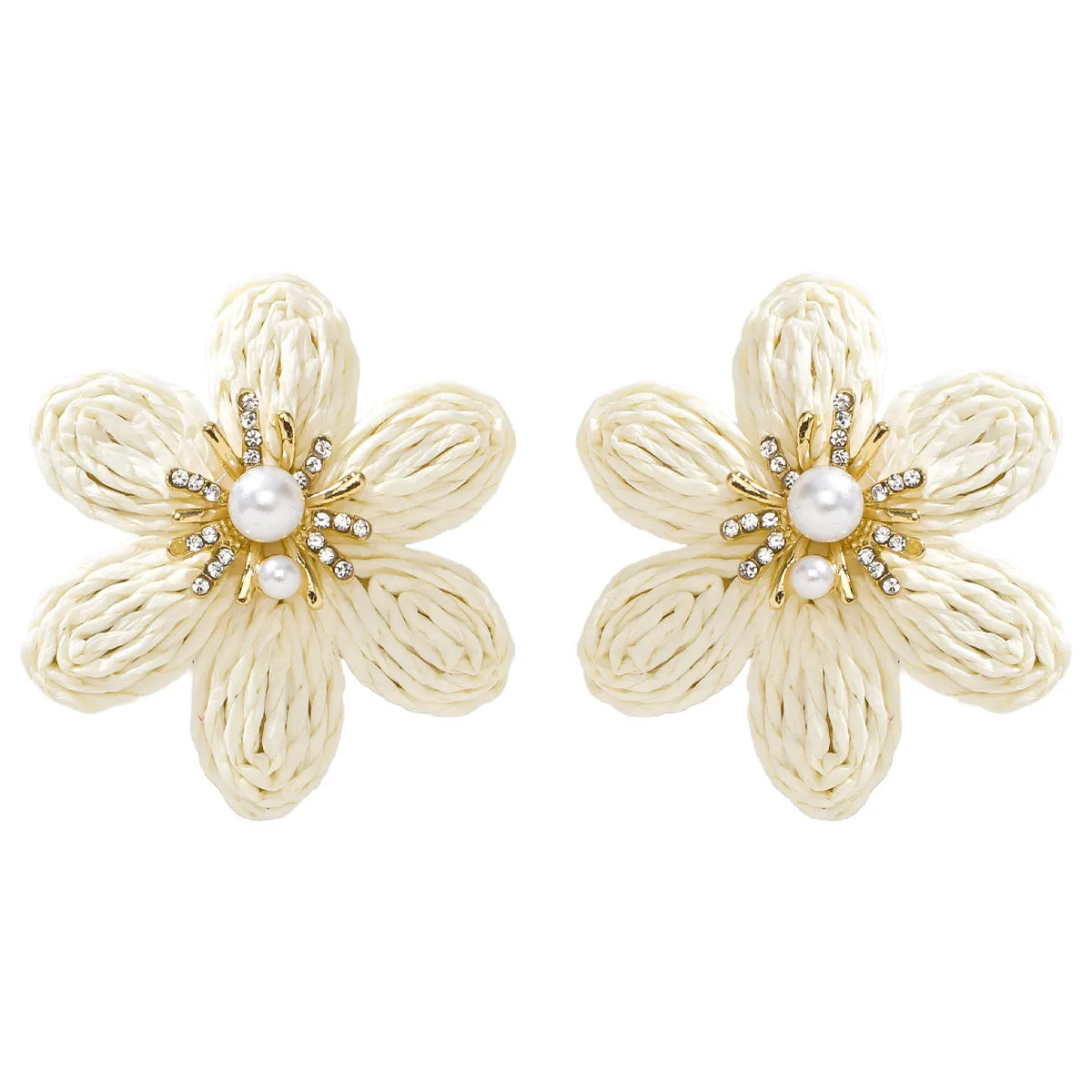 1 Pair Simple Style Flower Flowers Raffia Ear Studs