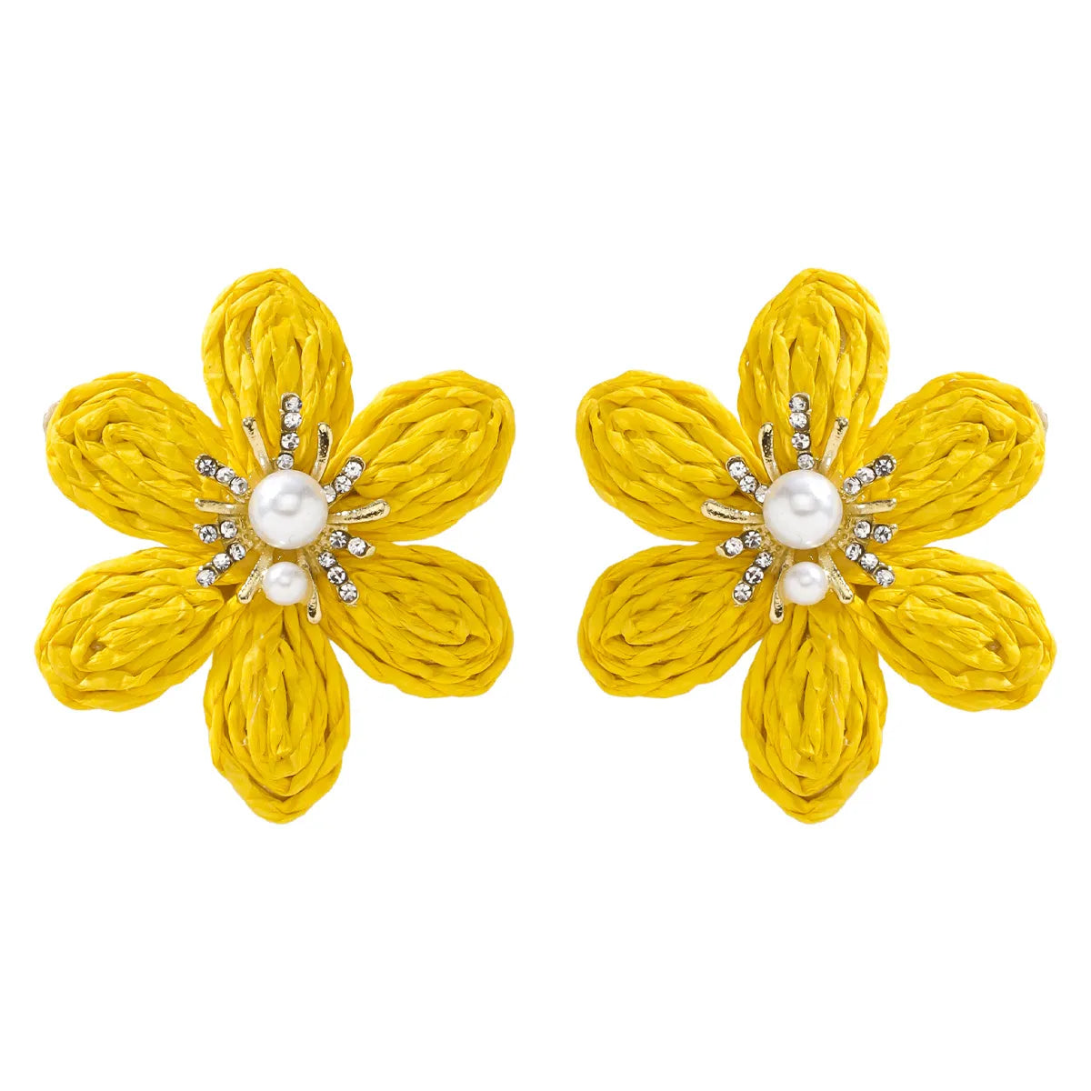 1 Pair Simple Style Flower Flowers Raffia Ear Studs