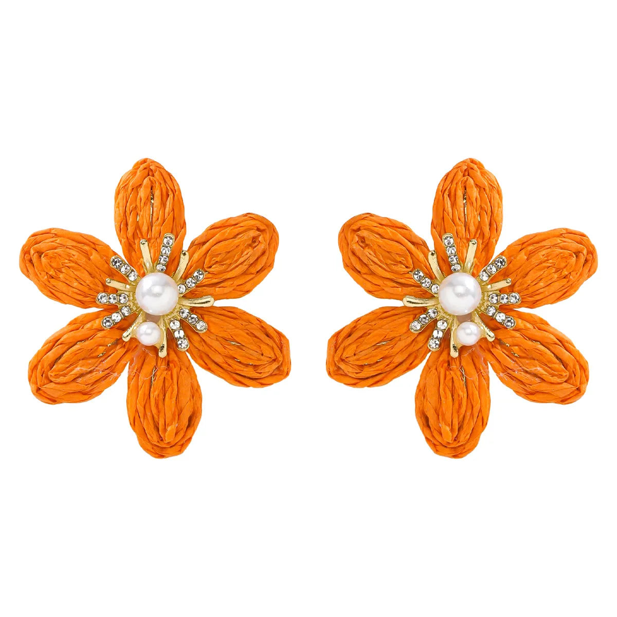 1 Pair Simple Style Flower Flowers Raffia Ear Studs