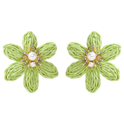 1 Pair Simple Style Flower Flowers Raffia Ear Studs