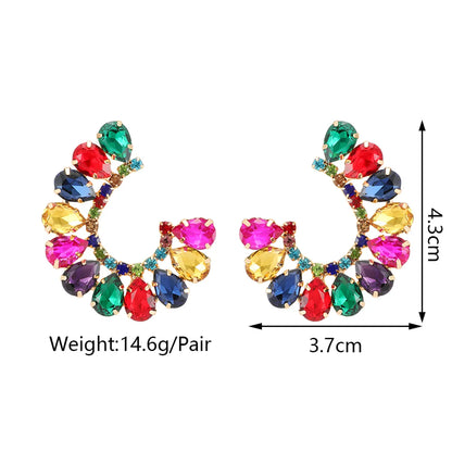 1 Pair Simple Style Flower Glass Inlay Zircon Women's Ear Studs