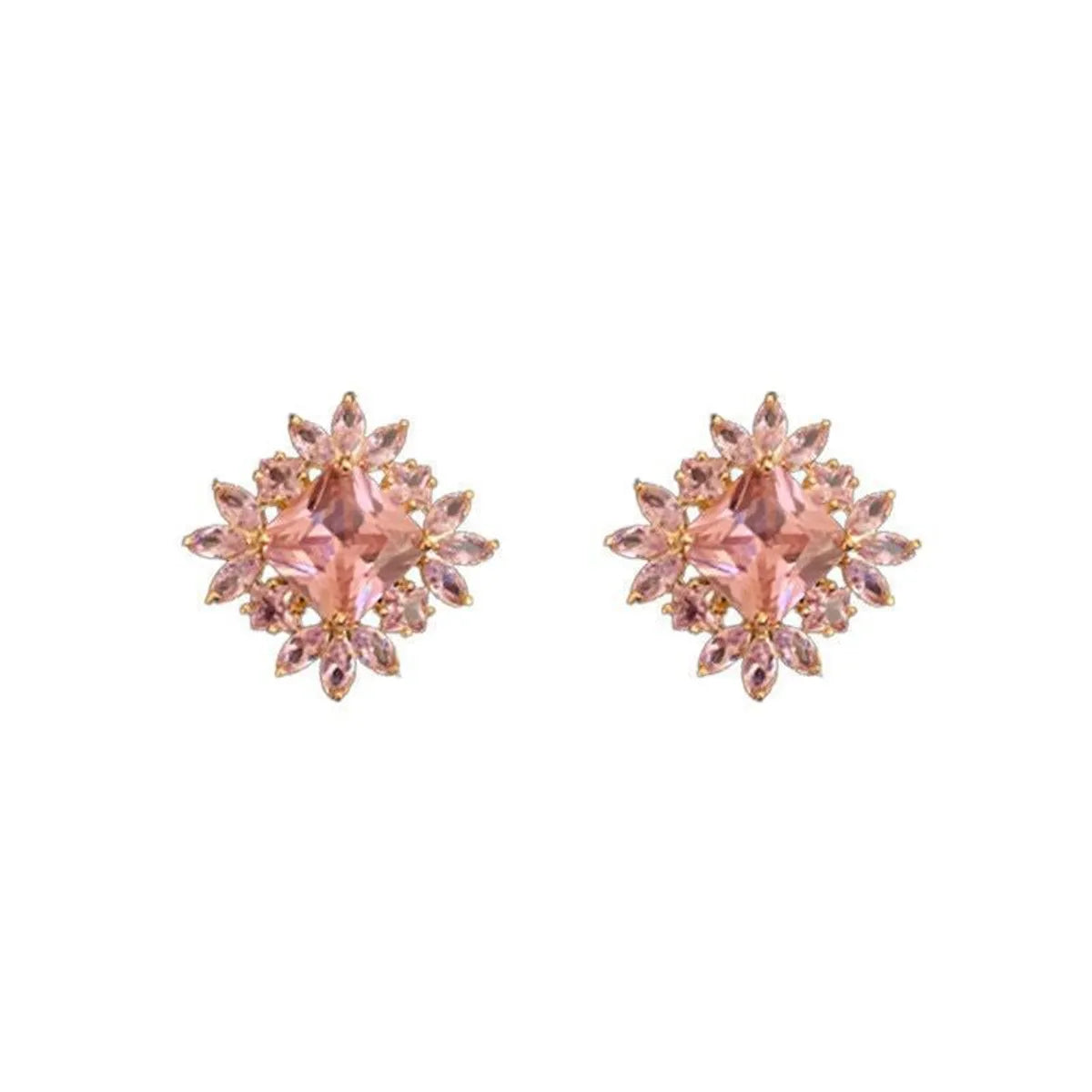 1 Pair Simple Style Flower Inlay Alloy Artificial Diamond Ear Studs