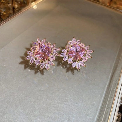 1 Pair Simple Style Flower Inlay Alloy Artificial Diamond Ear Studs