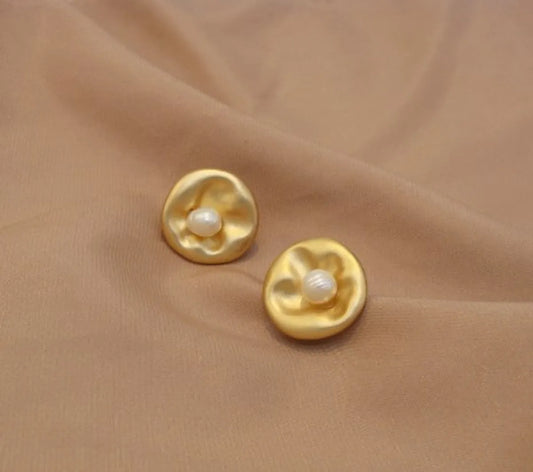 1 Pair Simple Style Flower Inlay Alloy Pearl Ear Studs