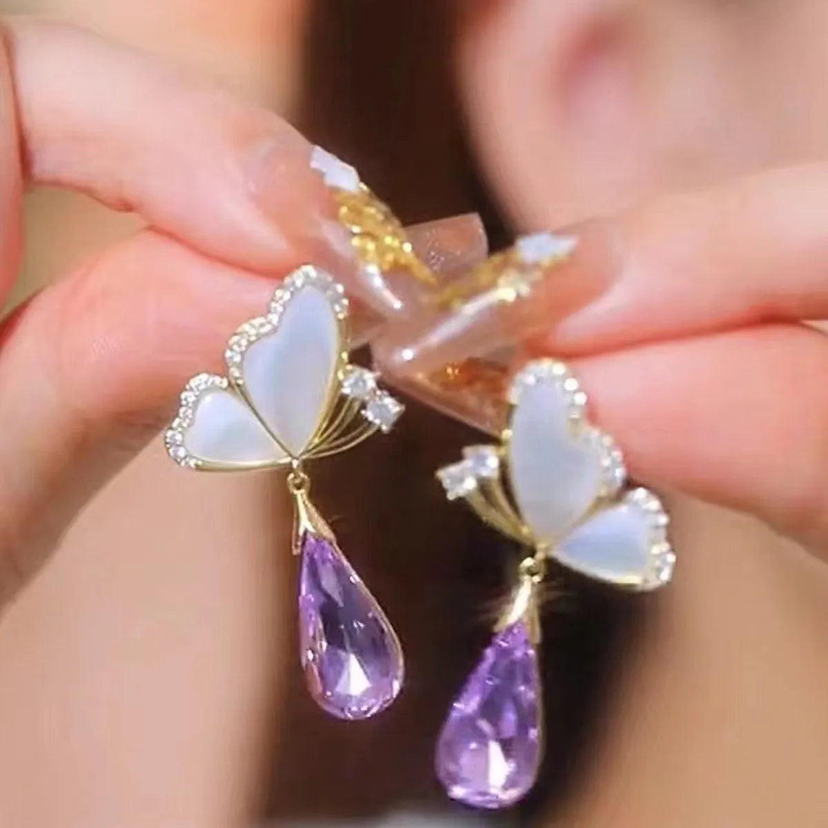 1 Pair Simple Style Flower Inlay Alloy Zircon Drop Earrings Ear Studs