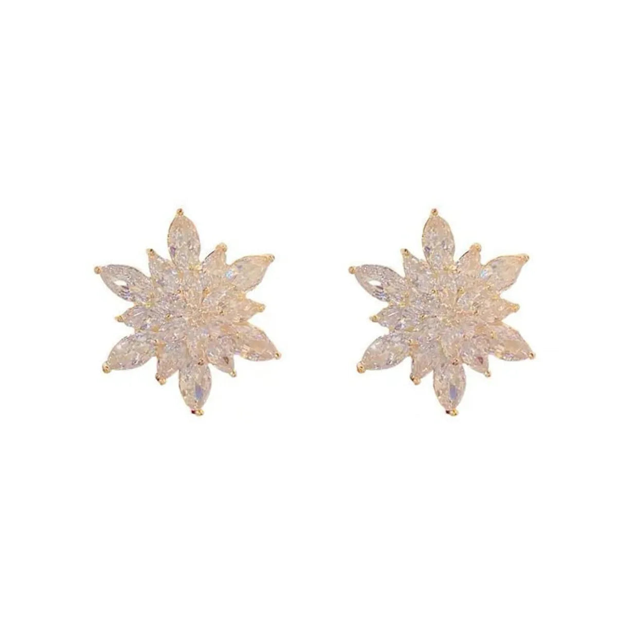 1 Pair Simple Style Flower Inlay Alloy Zircon Ear Studs