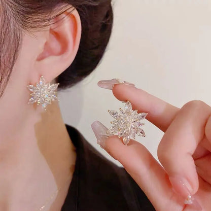 1 Pair Simple Style Flower Inlay Alloy Zircon Ear Studs