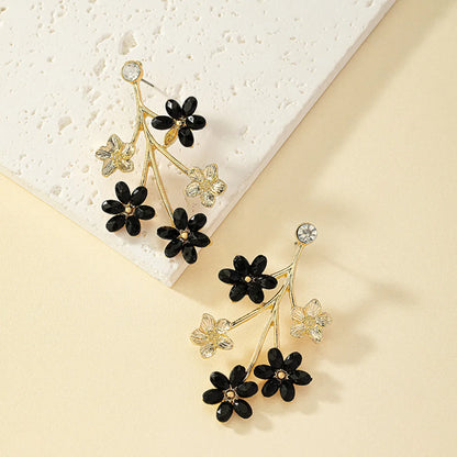 1 Pair Simple Style Flower Inlay Alloy Zircon Ear Studs