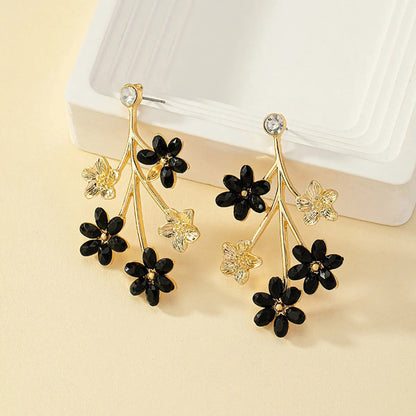 1 Pair Simple Style Flower Inlay Alloy Zircon Ear Studs