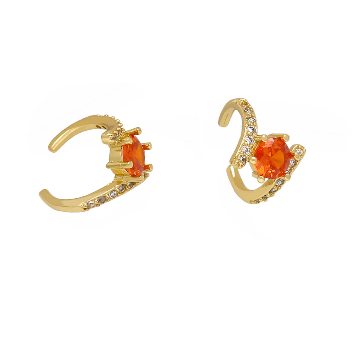 1 Pair Simple Style Flower Inlay Copper Zircon 18K Gold Plated Ear Cuffs