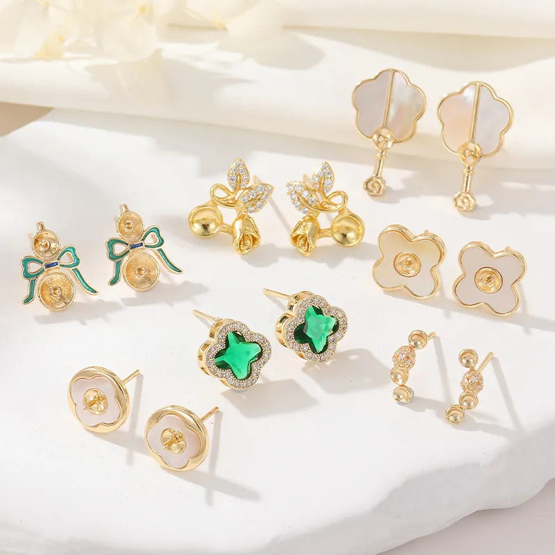 1 Pair Simple Style Flower Inlay Copper Zircon Ear Studs