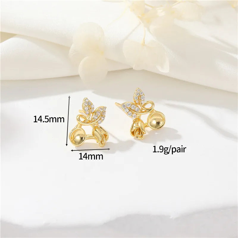 1 Pair Simple Style Flower Inlay Copper Zircon Ear Studs