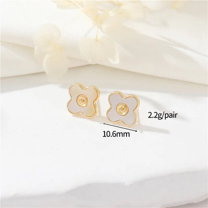 1 Pair Simple Style Flower Inlay Copper Zircon Ear Studs