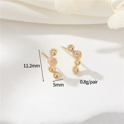 1 Pair Simple Style Flower Inlay Copper Zircon Ear Studs