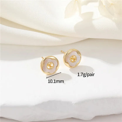 1 Pair Simple Style Flower Inlay Copper Zircon Ear Studs