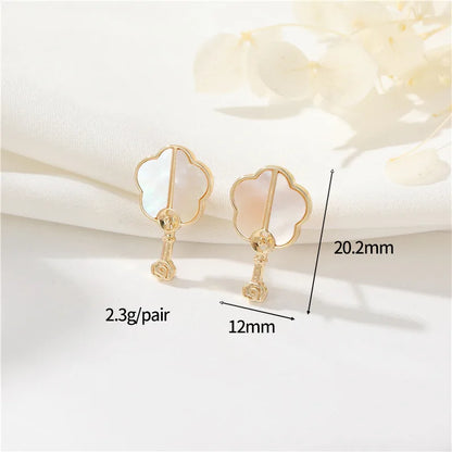 1 Pair Simple Style Flower Inlay Copper Zircon Ear Studs