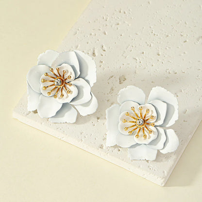 1 Pair Simple Style Flower Inlay Metal Ear Studs