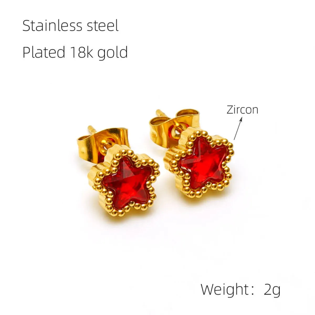 1 Pair Simple Style Flower Inlay Stainless Steel Zircon 18K Gold Plated Ear Studs