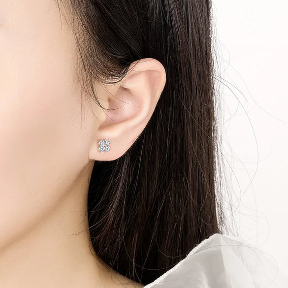 1 Pair Simple Style Flower Inlay Sterling Silver Rhinestones Ear Studs