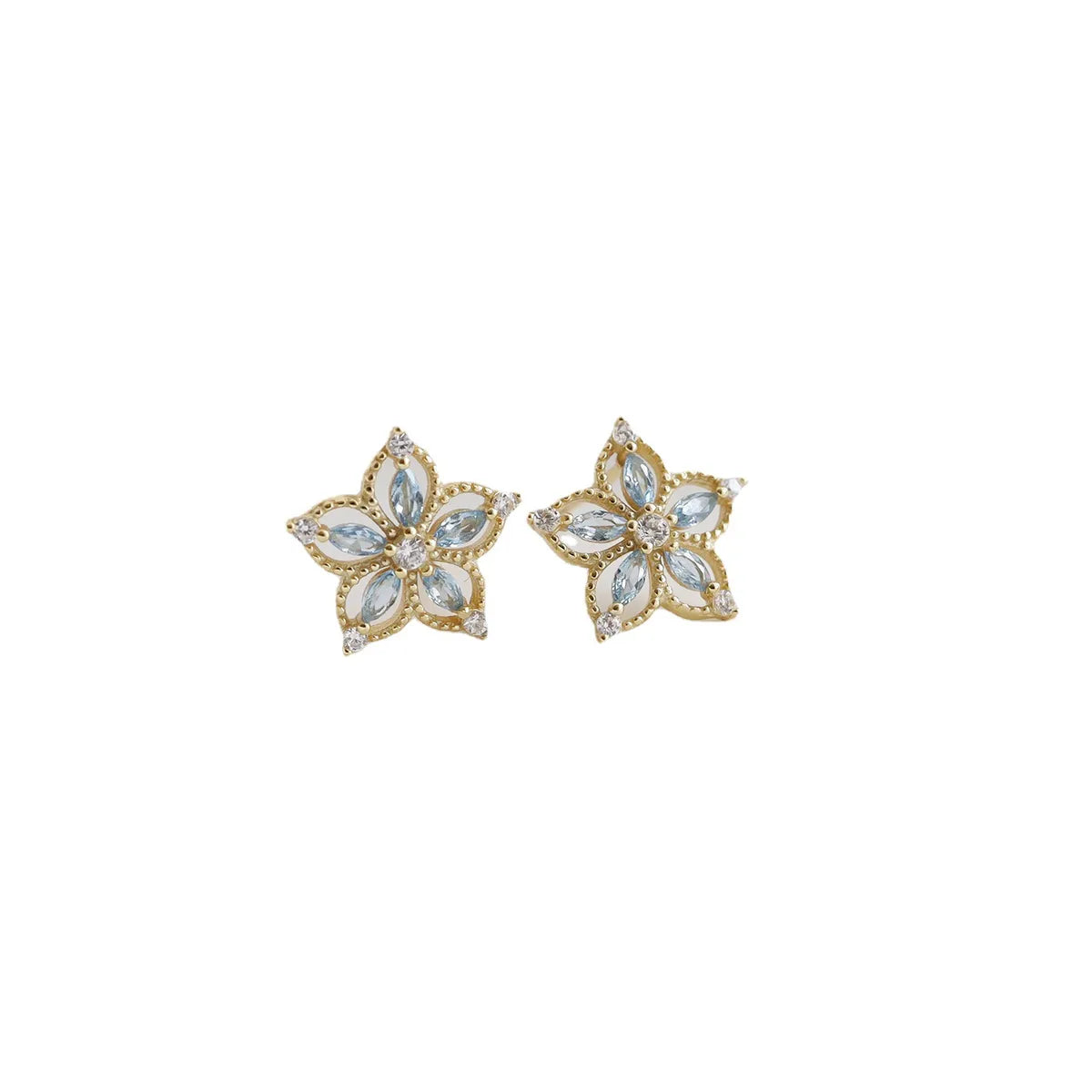 1 Pair Simple Style Flower Inlay Sterling Silver Zircon Ear Studs