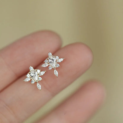 1 Pair Simple Style Flower Inlay Sterling Silver Zircon Ear Studs