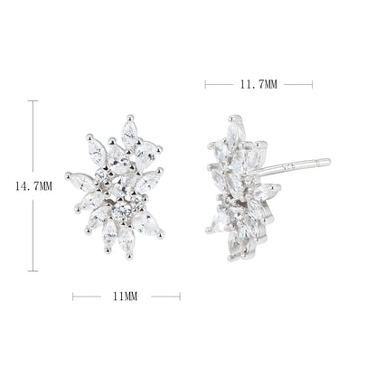 1 Pair Simple Style Flower Inlay Sterling Silver Zircon Ear Studs