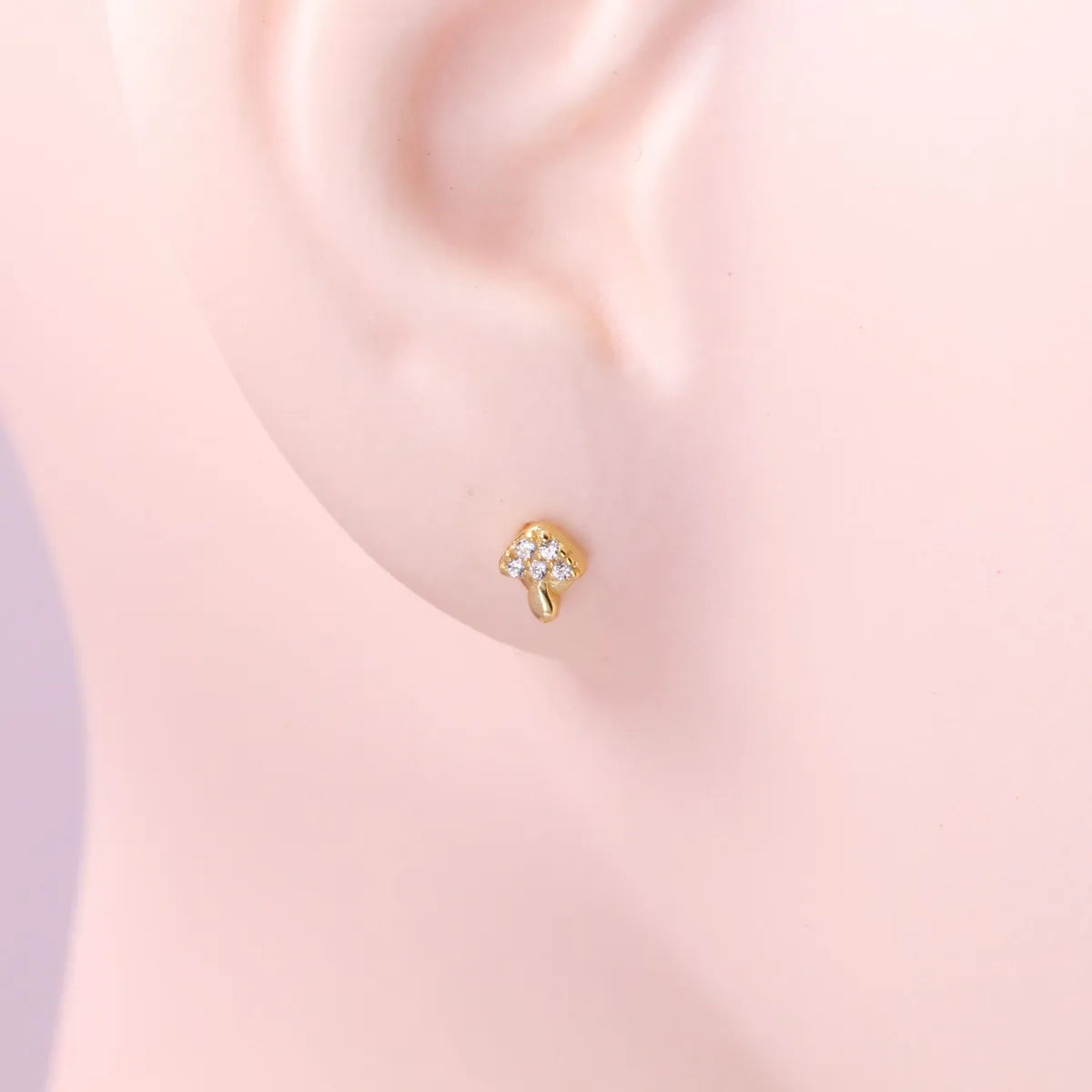 1 Pair Simple Style Flower Inlay Sterling Silver Zircon Ear Studs