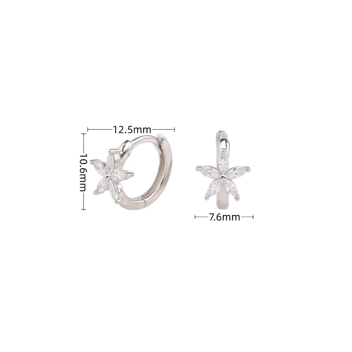 1 Pair Simple Style Flower Inlay Sterling Silver Zircon Earrings