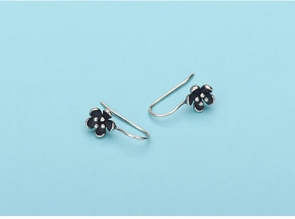 1 Pair Simple Style Flower Patchwork Sterling Silver Earrings