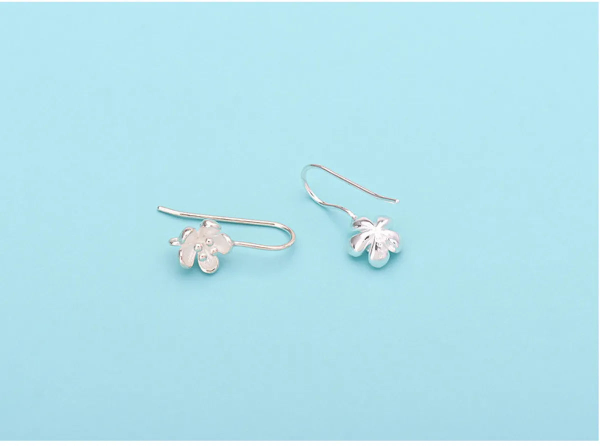 1 Pair Simple Style Flower Patchwork Sterling Silver Earrings