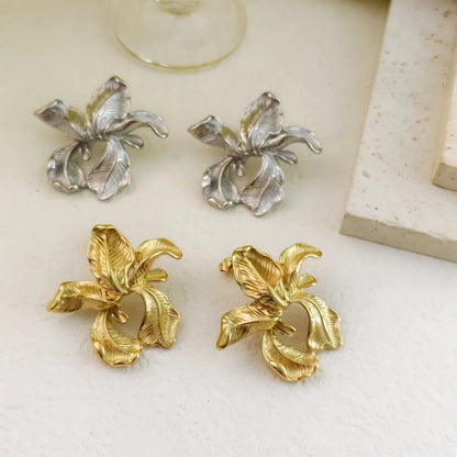 1 Pair Simple Style Flower Plating 304 Stainless Steel 18K Gold Plated Ear Studs