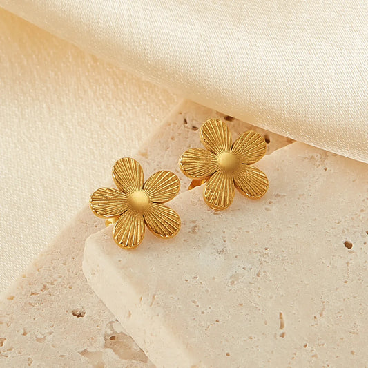 1 Pair Simple Style Flower Plating 304 Stainless Steel Ear Studs