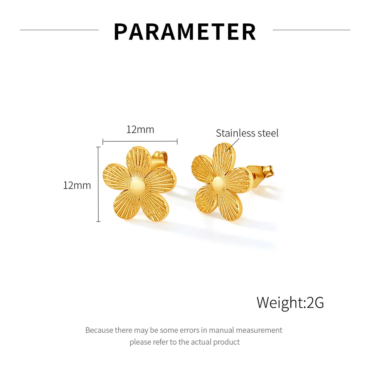 1 Pair Simple Style Flower Plating 304 Stainless Steel Ear Studs