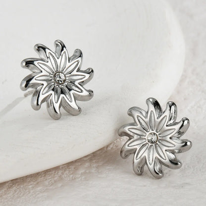 1 Pair Simple Style Flower Plating 304 Stainless Steel Ear Studs