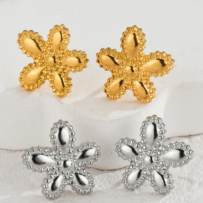 1 Pair Simple Style Flower Plating 304 Stainless Steel Ear Studs