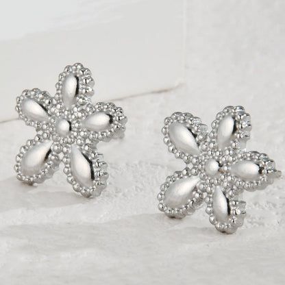 1 Pair Simple Style Flower Plating 304 Stainless Steel Ear Studs