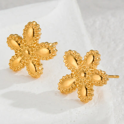 1 Pair Simple Style Flower Plating 304 Stainless Steel Ear Studs