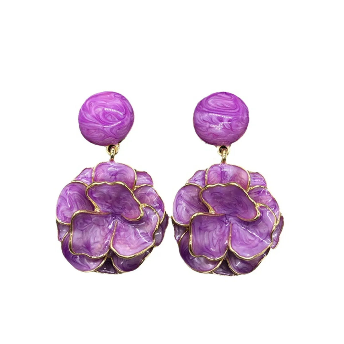 1 Pair Simple Style Flower Plating Alloy Drop Earrings