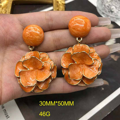 1 Pair Simple Style Flower Plating Alloy Drop Earrings