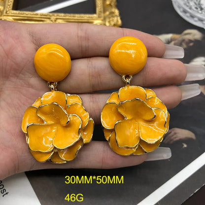 1 Pair Simple Style Flower Plating Alloy Drop Earrings