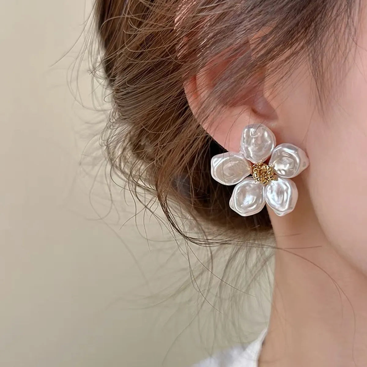 1 Pair Simple Style Flower Plating Alloy Ear Studs