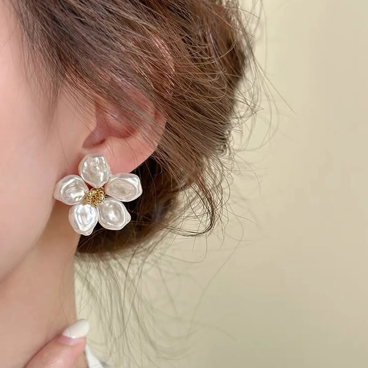 1 Pair Simple Style Flower Plating Alloy Ear Studs