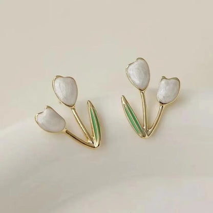 1 Pair Simple Style Flower Plating Alloy Gold Plated Ear Studs