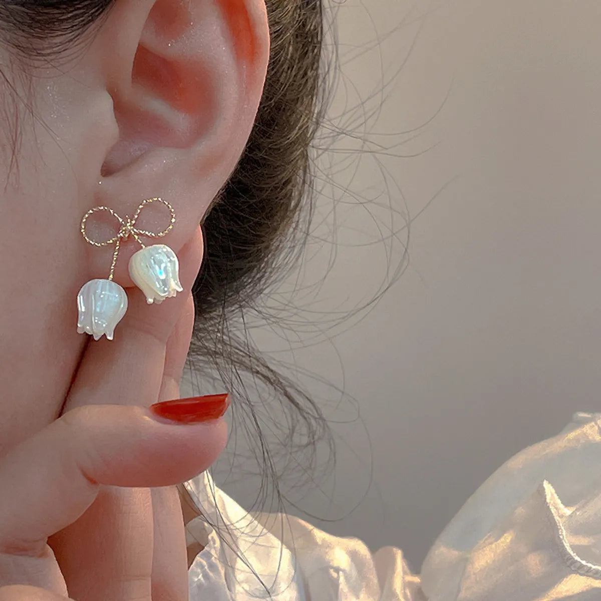 1 Pair Simple Style Flower Plating Alloy Shell Gold Plated Ear Studs