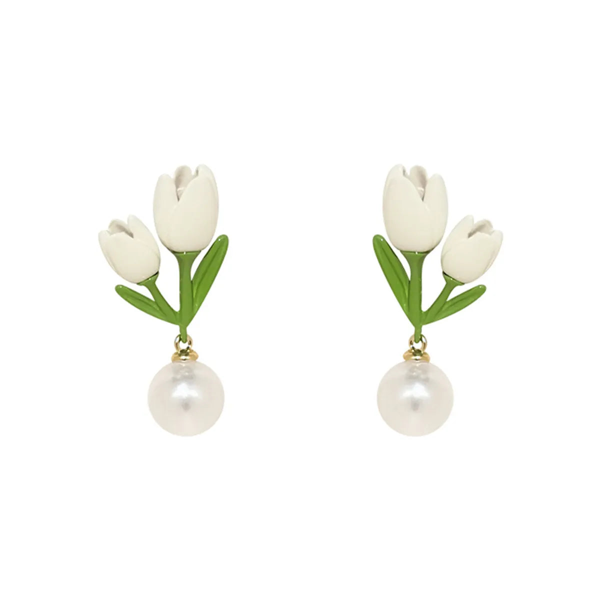 1 Pair Simple Style Flower Plating Arylic Gold Plated Drop Earrings