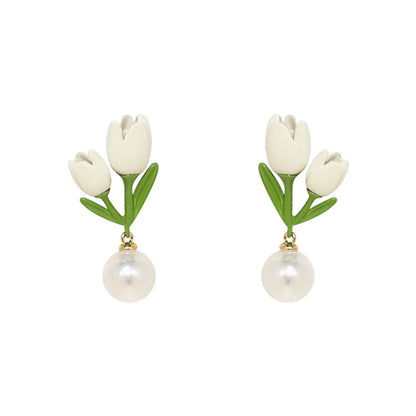 1 Pair Simple Style Flower Plating Arylic Gold Plated Drop Earrings